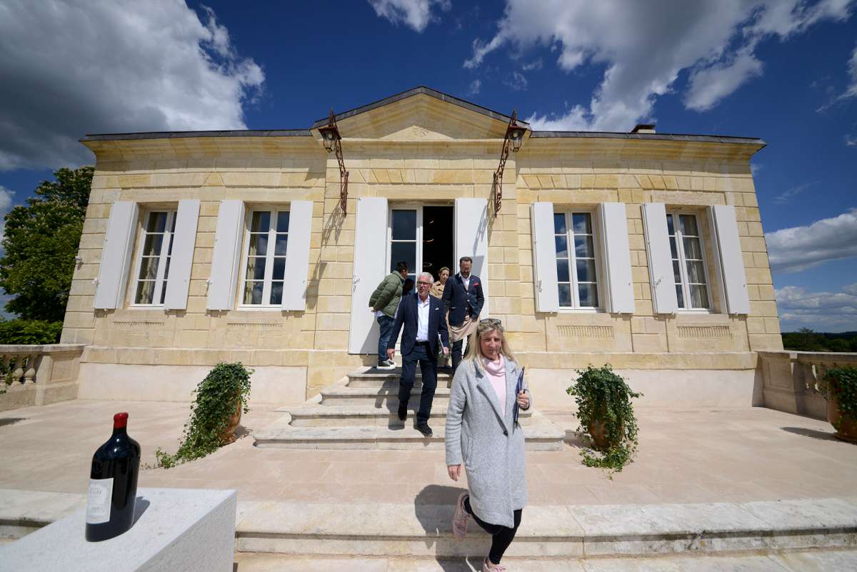 The team leaving Château Le Gay to head to the next appointment