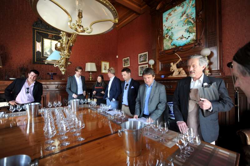 Getting ready to taste at Ducru Beaucaillou 