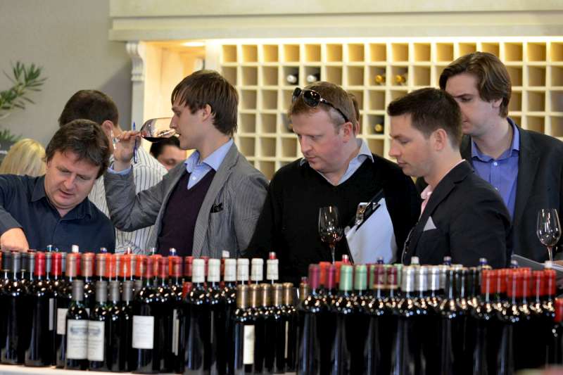 We work our way through table after table of freshly-drawn cask samples.