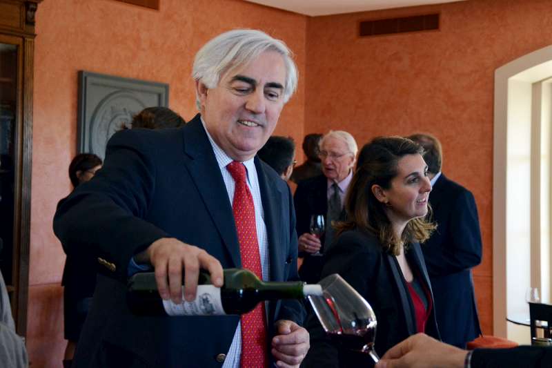 Down the road in Pauillac, Xavier Borie proudly pours his 2011 Grand Puy Lacoste.