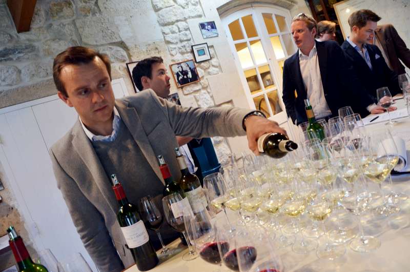 A full day of tasting culminates at Lynch Bages where Jean-Baptiste Cheylac, left, and Jean-Charles Cazes show us an impressive portfolio of wines, both red and white.