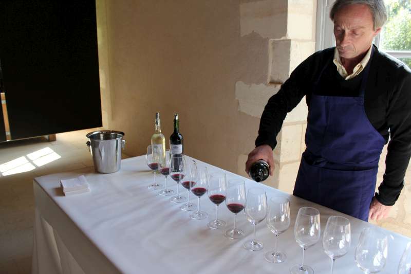 Samples being poured at Chateau Margaux