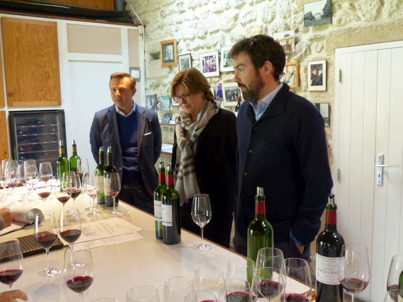 Jean-Baptiste Cheylac, Malou Le Sommer and Jean-Christophe Cazes of Château Lynch Bages.