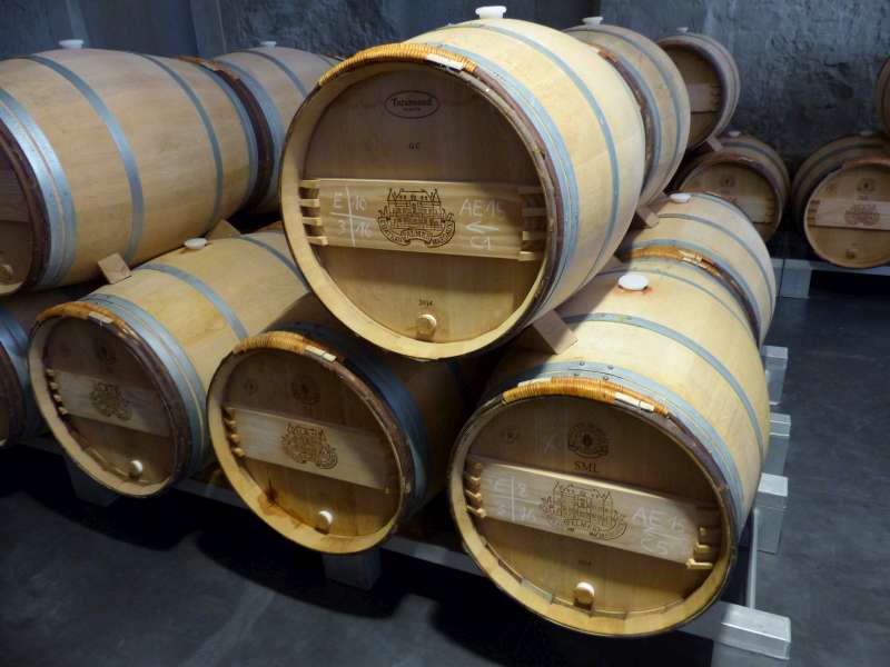 Branded barrels at Château Palmer.