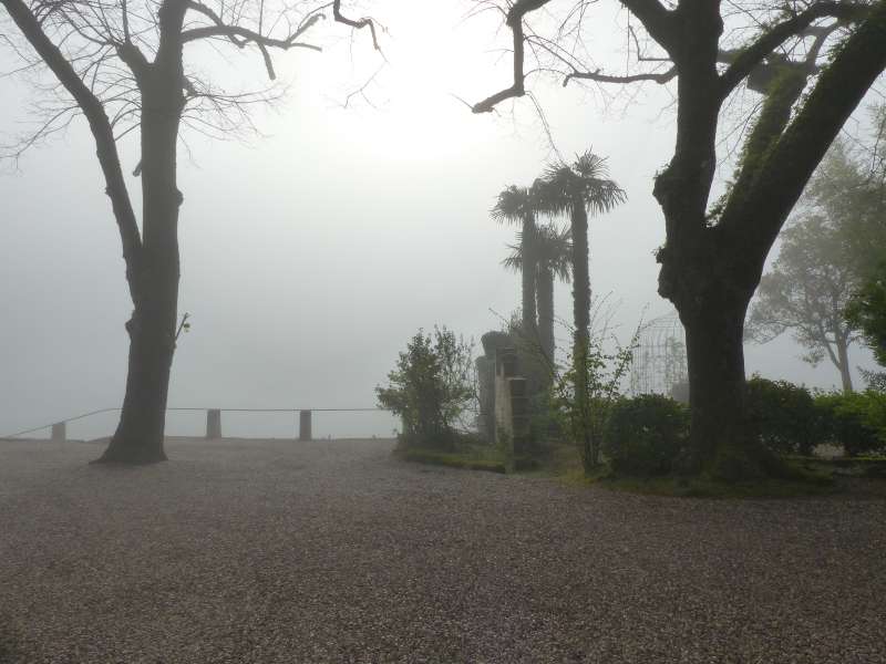 Early morning fog precludes the impressive view of Saint Emilion town from Château Ausone .