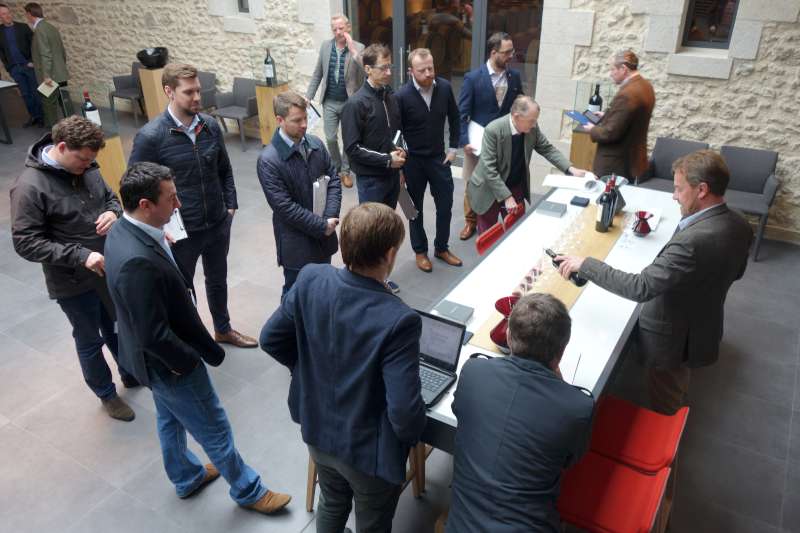 The Farr team tasting in the Calon Segur tasting room