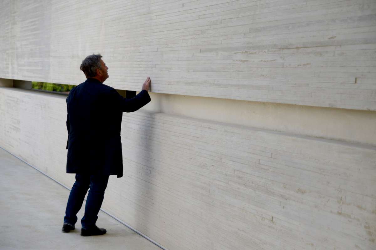 Stephen Browett inspects the new winery at Château Bélair-Monange