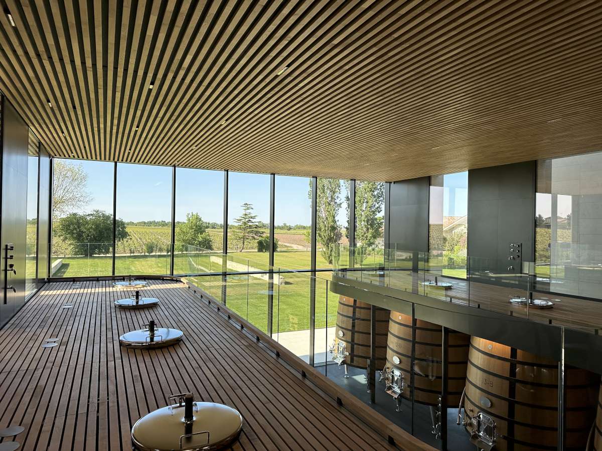 The view from the impressive new winery at Lascases.