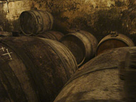 Old wine barrels at Chateau Rayas