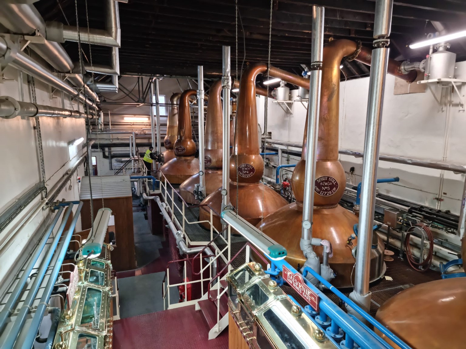 Balvenie has three pairs of stills where 'low wines' are distilled into spirit.